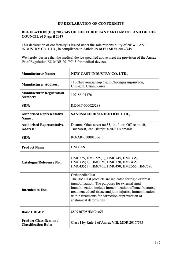 HM Cast - Declaration of Conformity